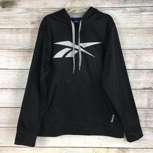 Reebok Hoodie Pullover Sweatshirt Thick Shiney Kangaroo Pocket